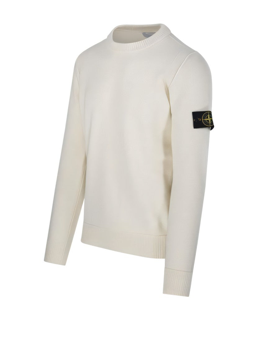 Stone Island Classic Crew Neck Knit Sweater With Logo Patch