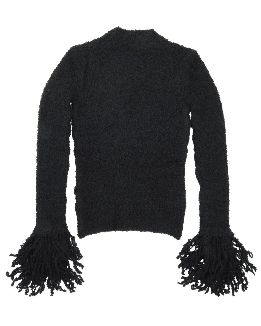 Ami Fitted Black Sweater With Textured Finish