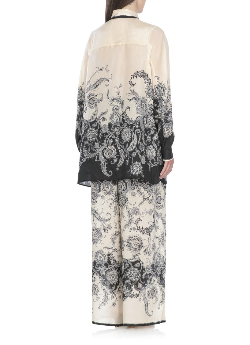 Zimmermann Ivory Silk Shirt With Contrasting Paisley Pattern