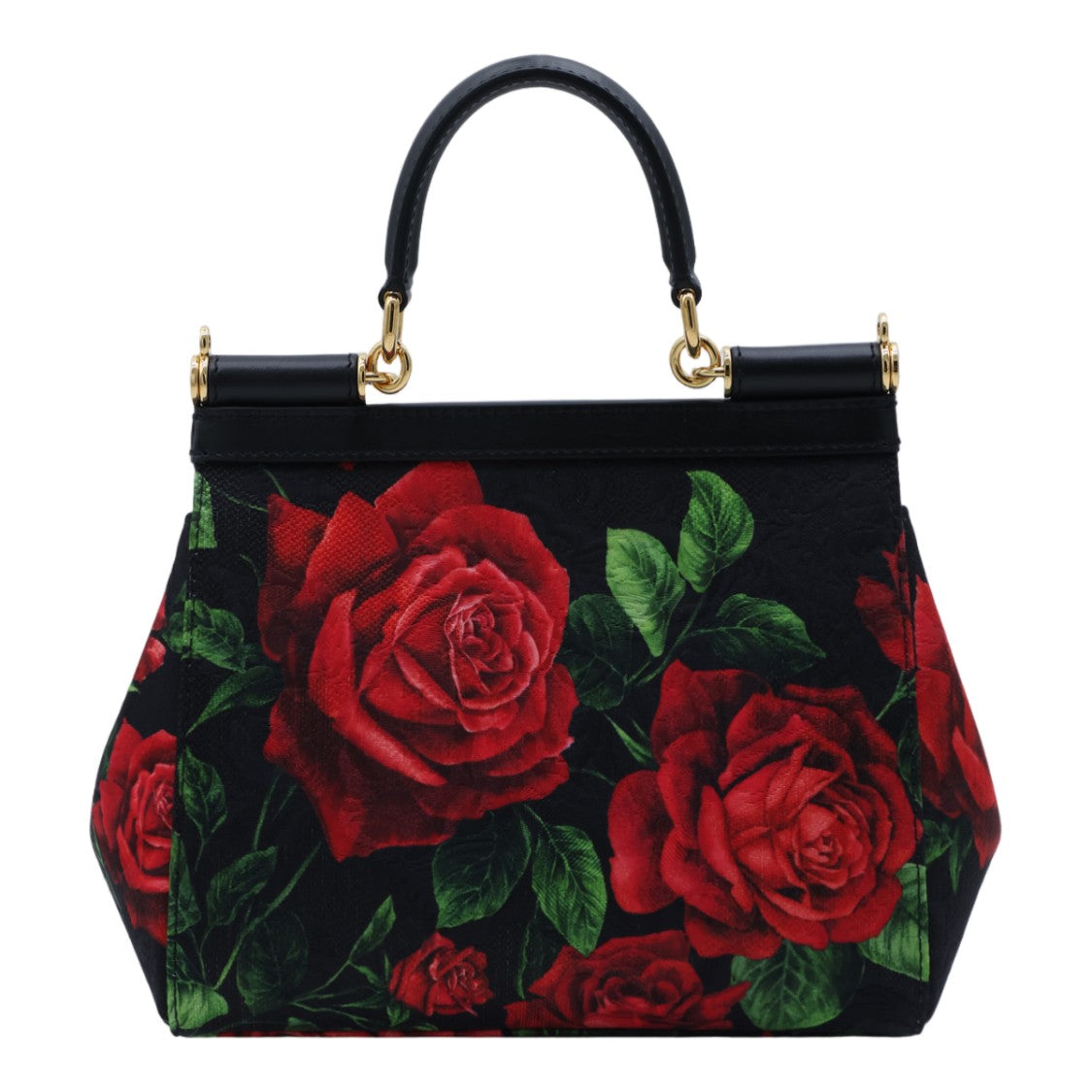 Dolce & Gabbana Floral Print Jeweled Structured Top-Handle Handbag
