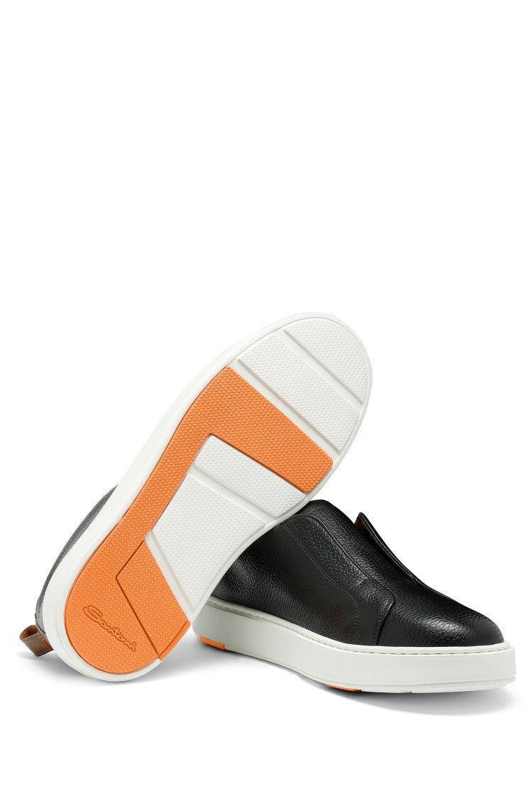 Santoni Pebbled Leather Slip-On Sneakers