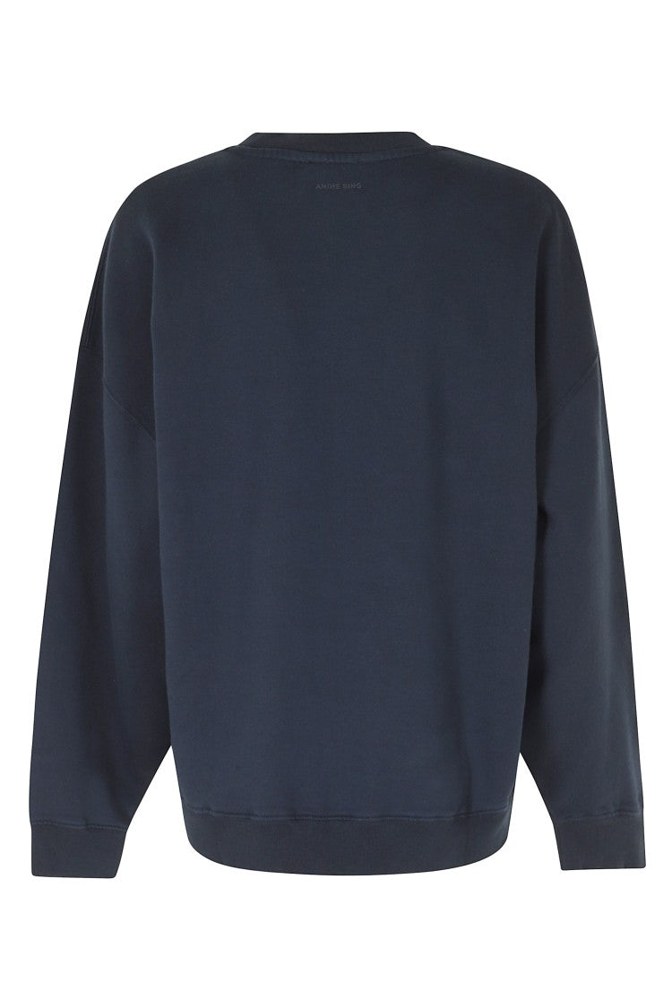 Anine Bing Blue Miles Collegiate Print Loose Cotton Sweatshirt