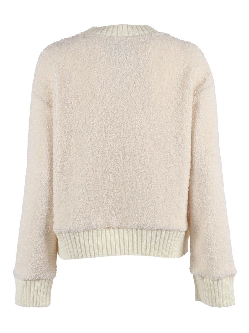 Ballantyne Relaxed-Fit White Sweater With Ribbed Neckline