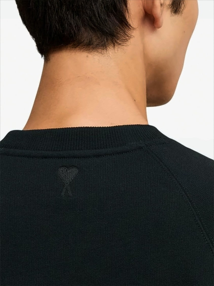 Ami Paris Relaxed-Fit Black Long-Sleeve Sweatshirt With Embroidered Detail