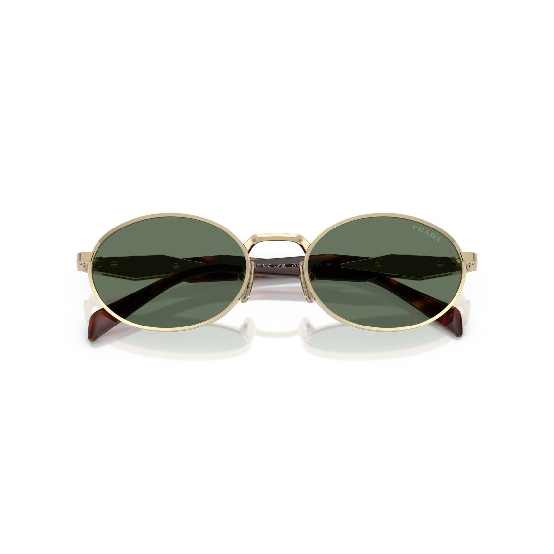 Prada Oval Green Lens Sunglasses With Gold Frame