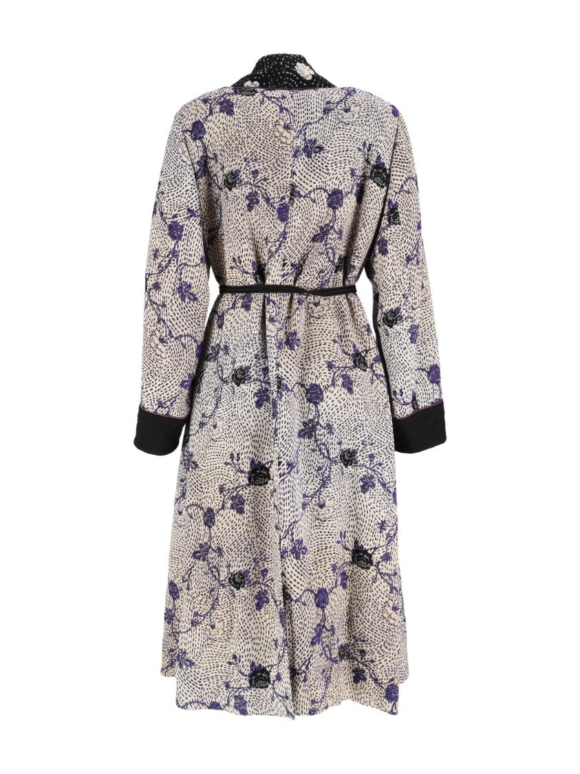 Forte Forte Jacquard Robe De Chambre Coat With Cherry Blossom Motif