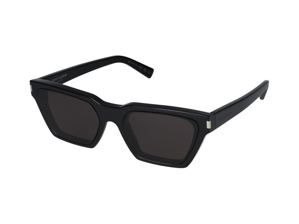 Saint Laurent Black Glossy Acetate Oversized Square Sunglasses