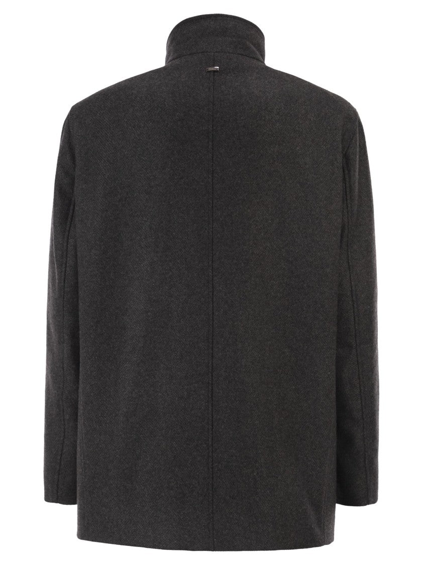 Herno Double-Breasted Coat In Wool Blend