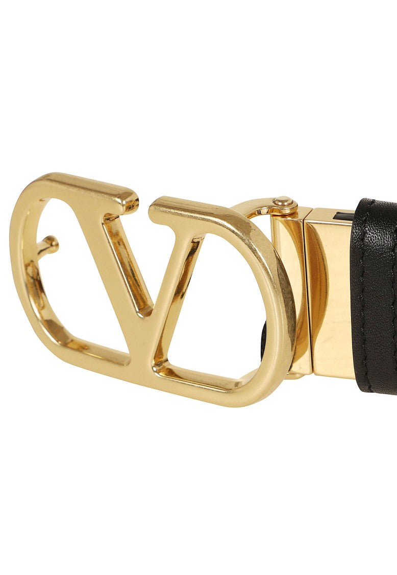 Valentino Garavani Reversible Leather Belt With Vlogo Signature Buckle