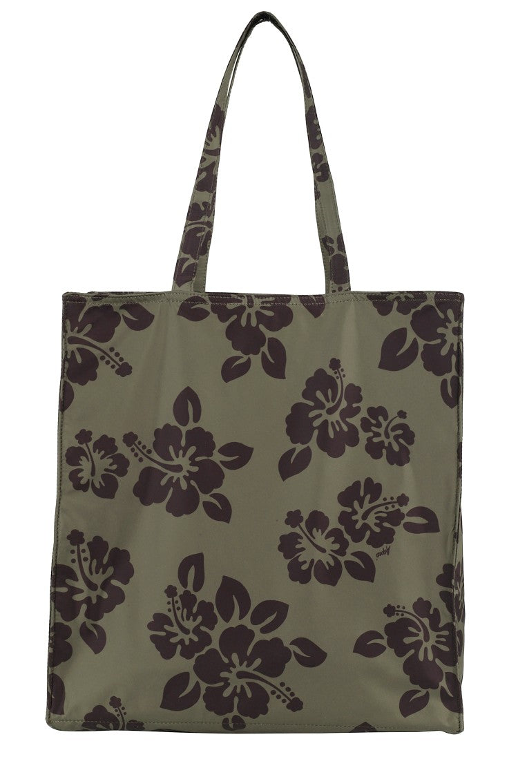 Aspesi Hibiscus-Printed Nylon Shopper Bag