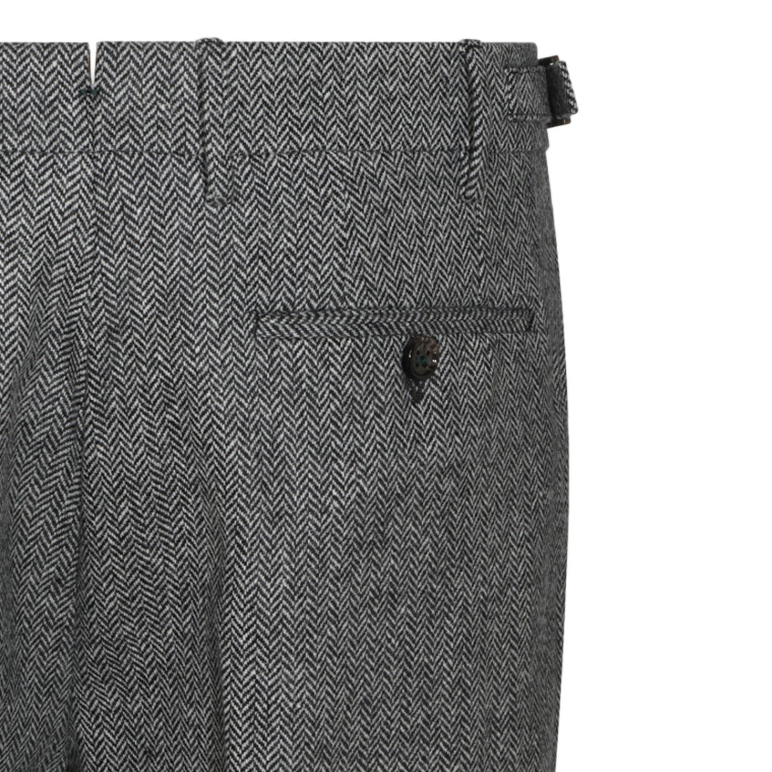 Berwich Grey Herringbone Pleated Cuffed Formal Pants