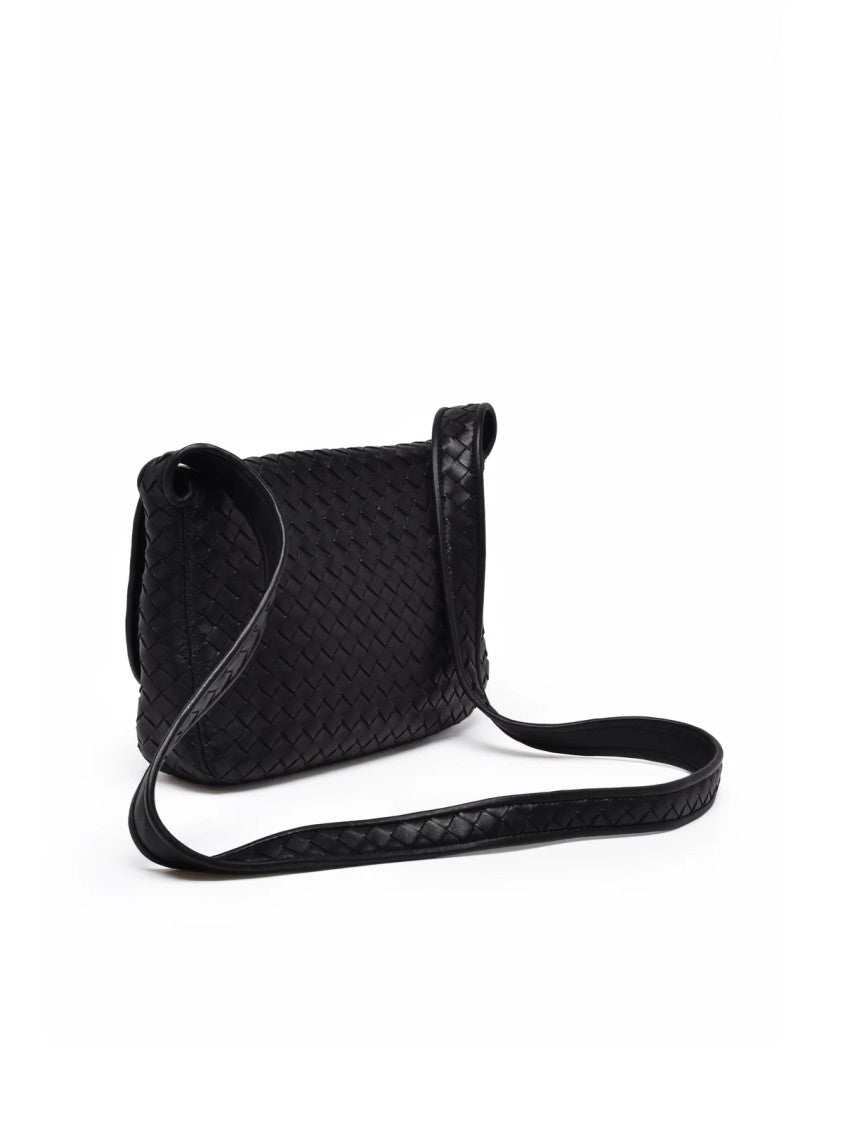 Bottega Veneta Black Intrecciato Leather Woven Crossbody Bag