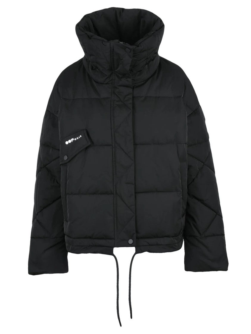 Oof Cropped Black Puffer Jacket With High Collar