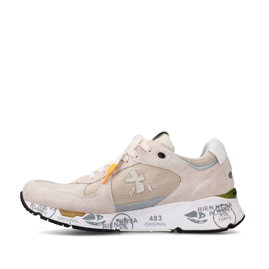 Premiata Mase Sneakers In Light Beige Suede And Technical Fabric