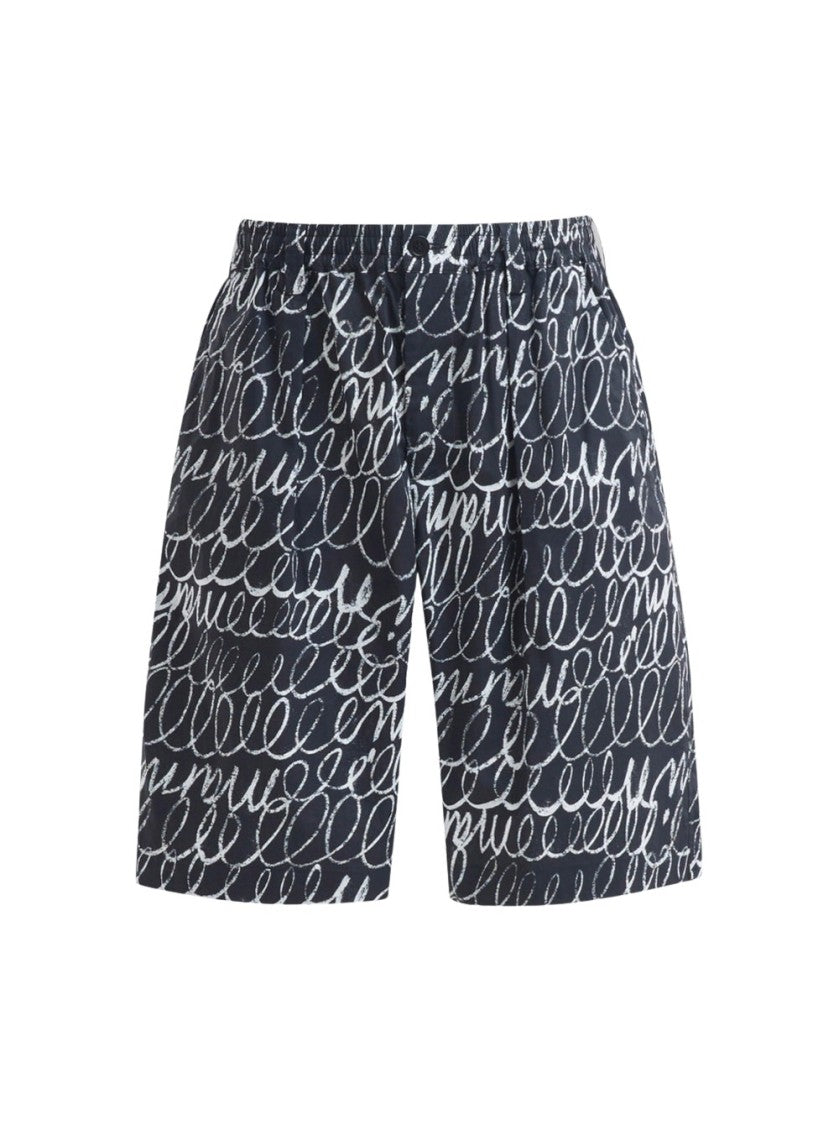 Marni Poplin Drawstring Scribble Shorts