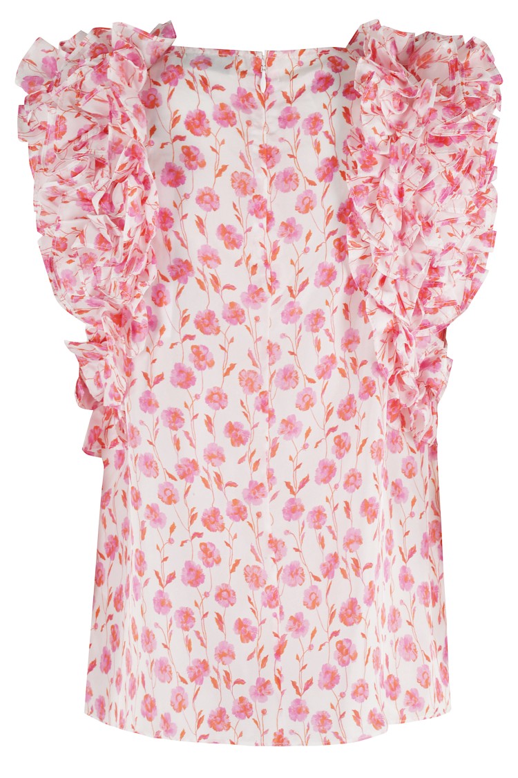 Essentiel Antwerp Floral Print Ruffle Top With Soft-Fit Silhouette