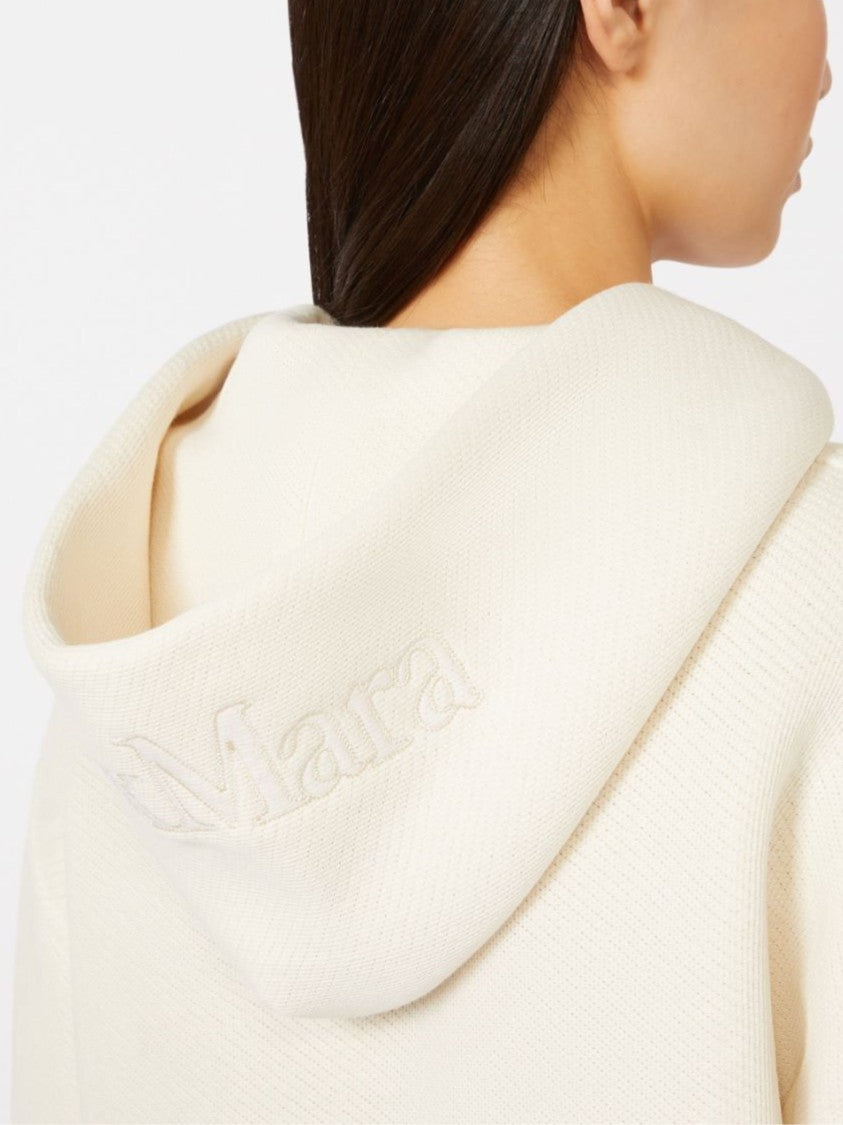 Max Mara White Central Seam Hooded Hoodie