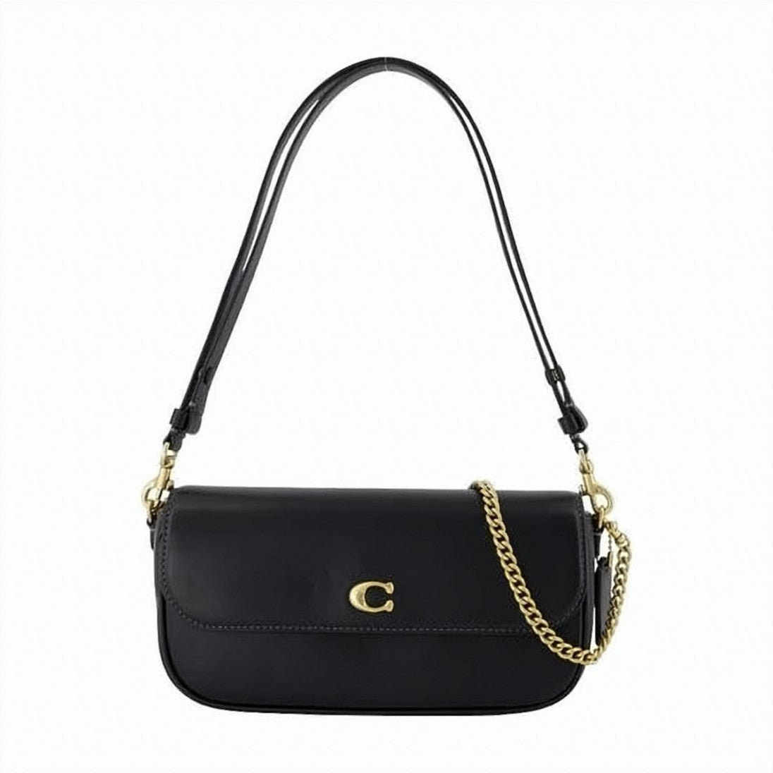Coach Rectangular Black Tote Bag With Metallic 'C' Emblem