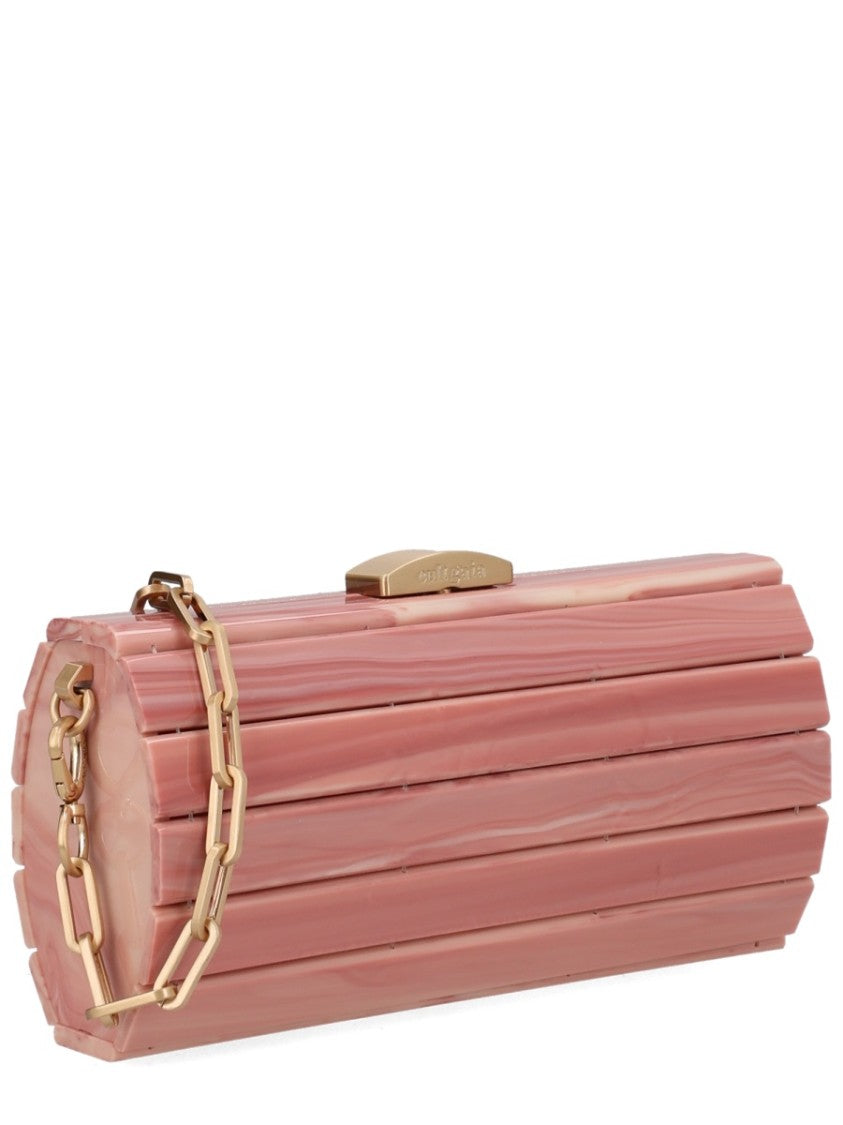 Cult Gaia Cylindrical Ribbed Segmented Acrylic Clutch Bag