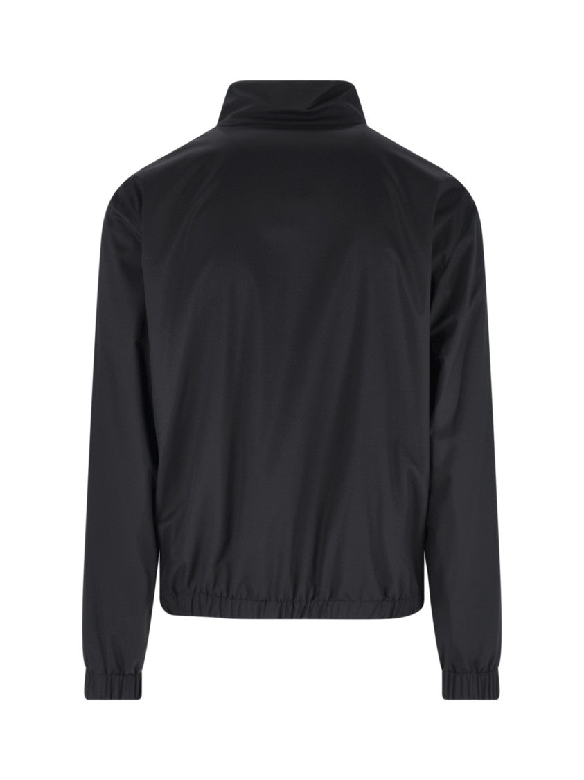 Dolce & Gabbana Lightweight Nylon Jacket With High Collar And Logo Plaque