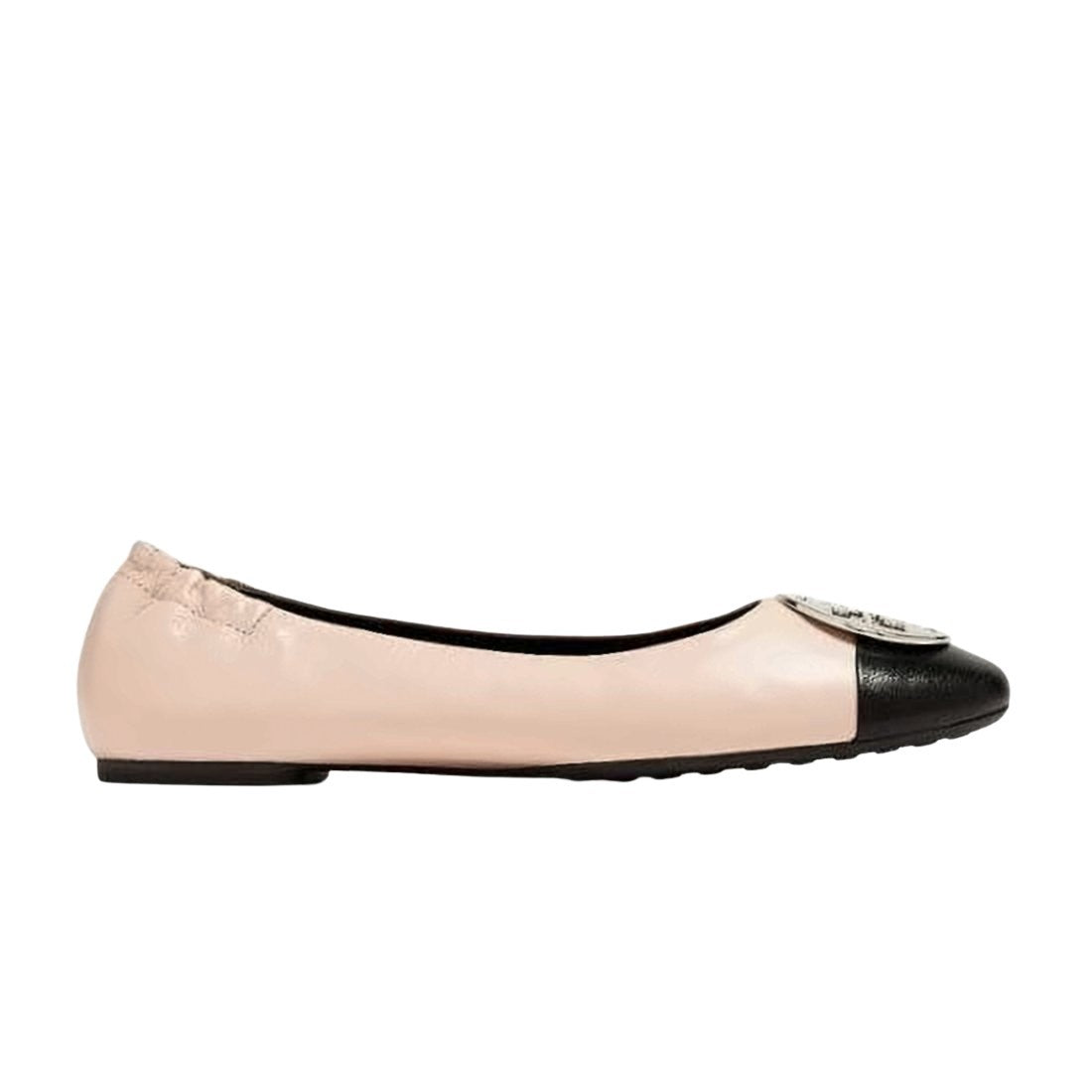 Tory Burch Elegant Goat Leather Flats With Metallic Emblem