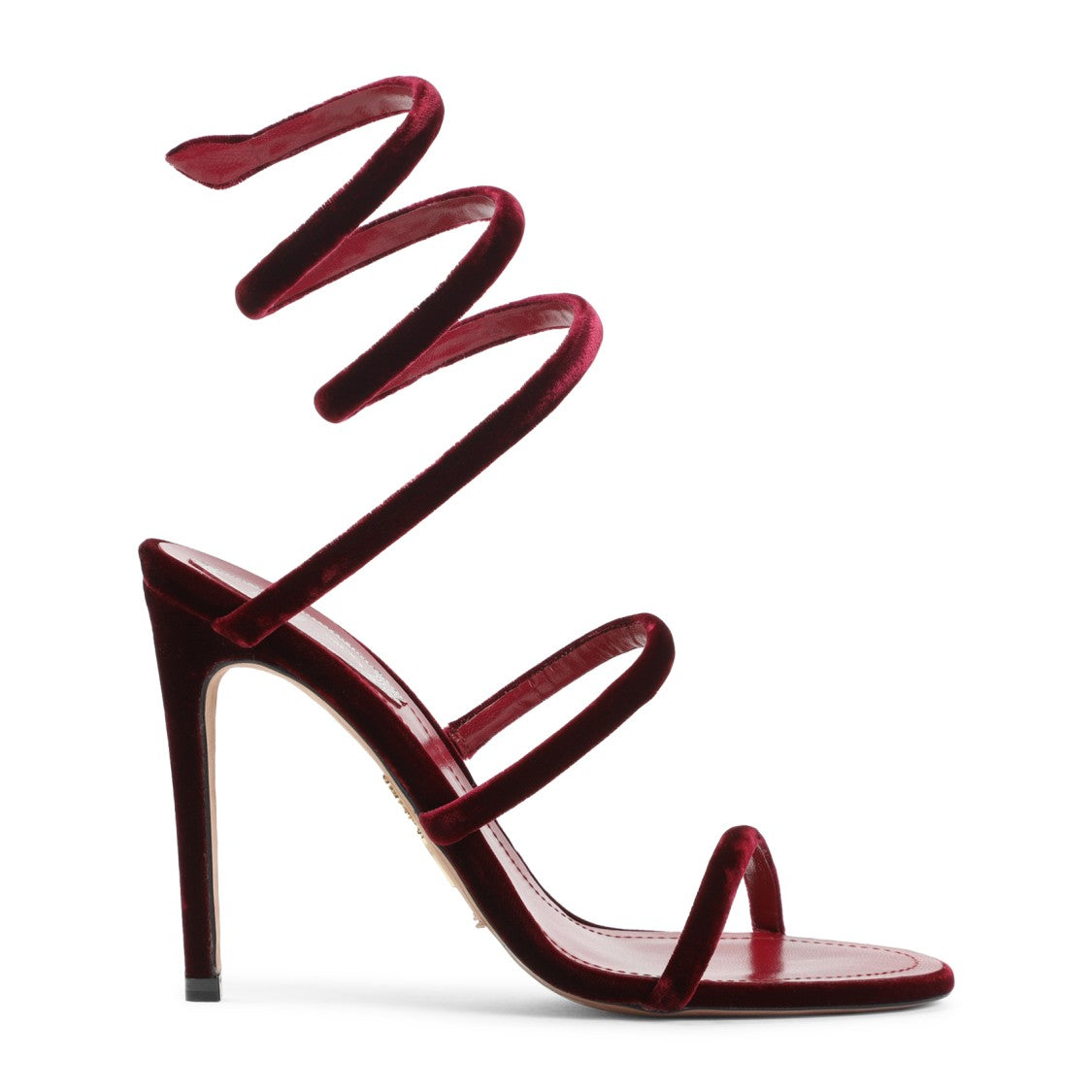 René Caovilla Spiral Design Velvet Heels With Ankle Wrap