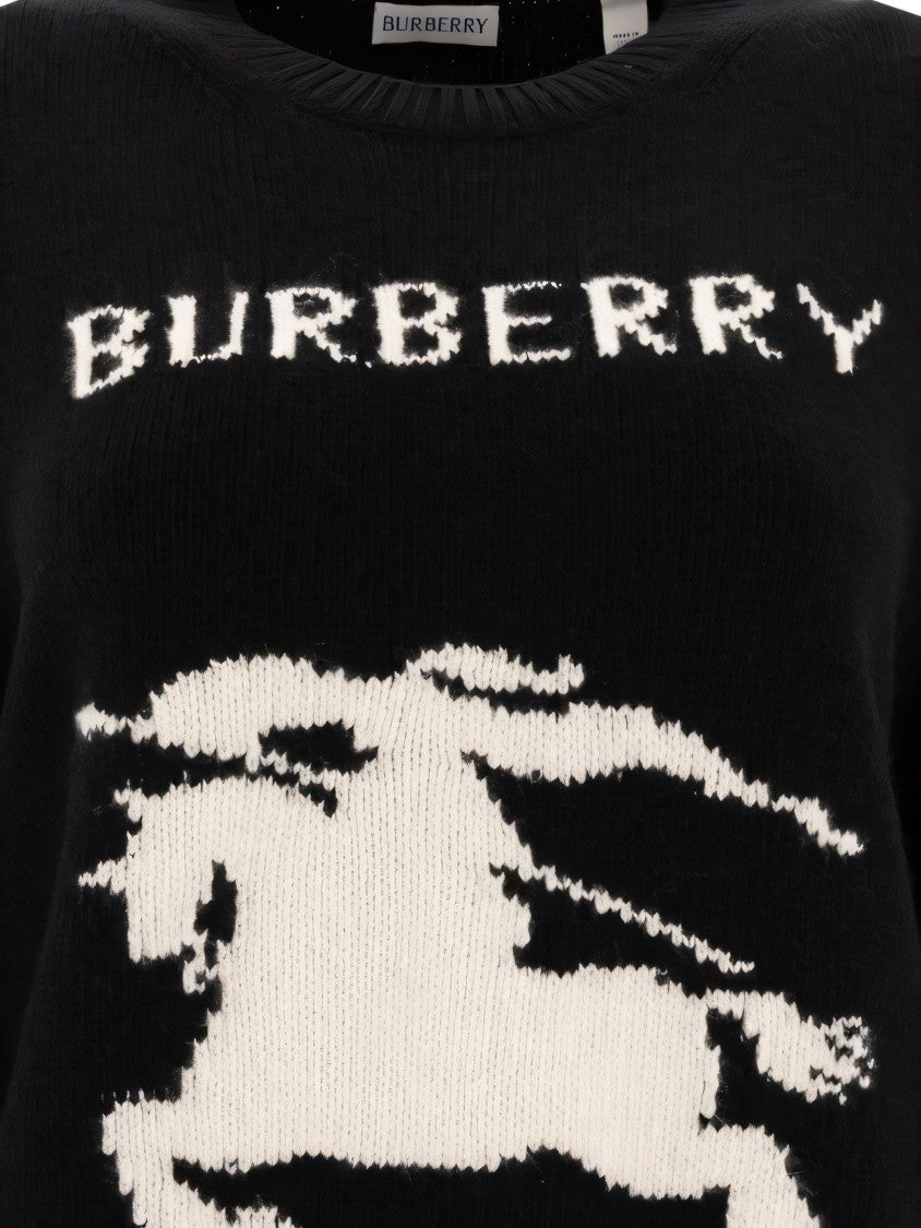 Burberry Cashmere Sweater With Bold Horse Graphic And Crew Neck