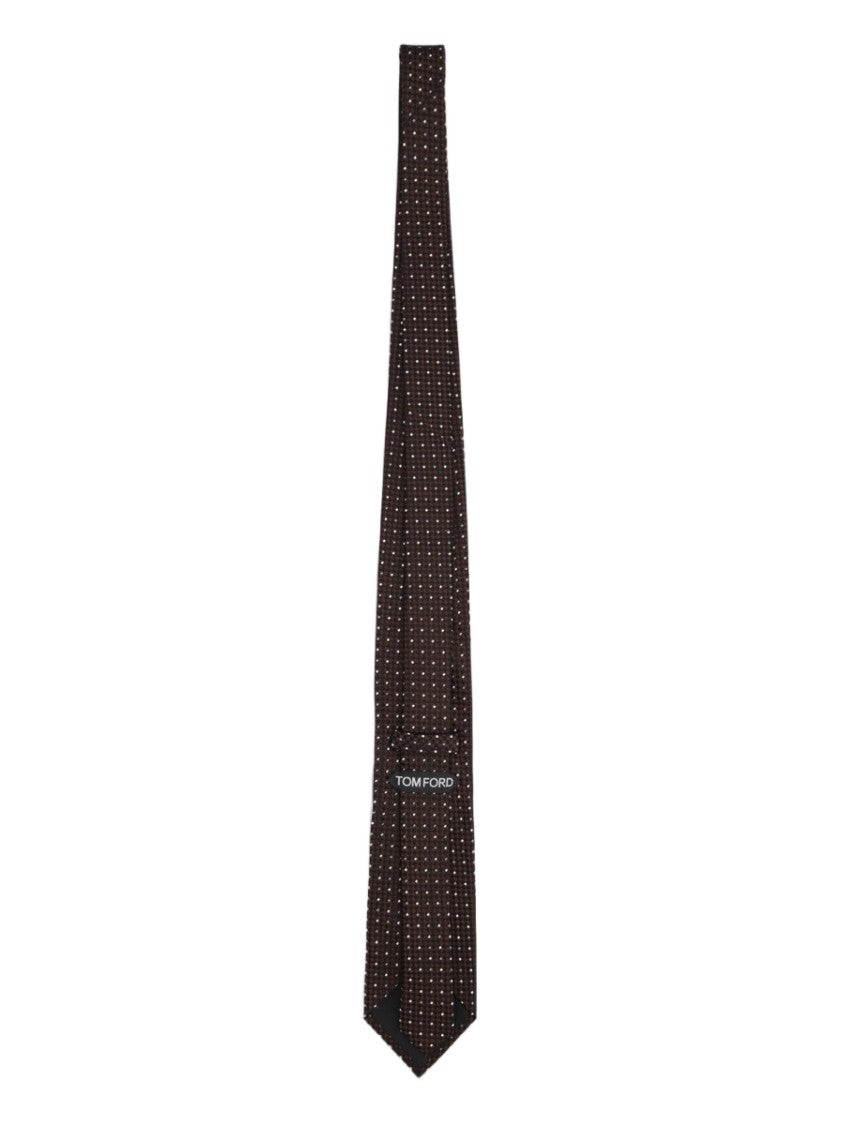 Tom Ford Jacquard Pointed Tip Mulberry Silk Tie