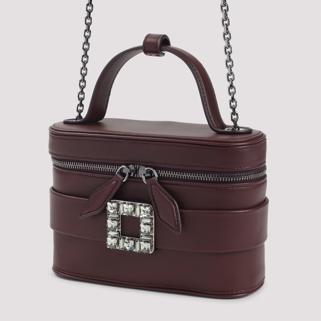 Roger Vivier Dark Bordeaux Nappa Leather Vanity Micro Bag