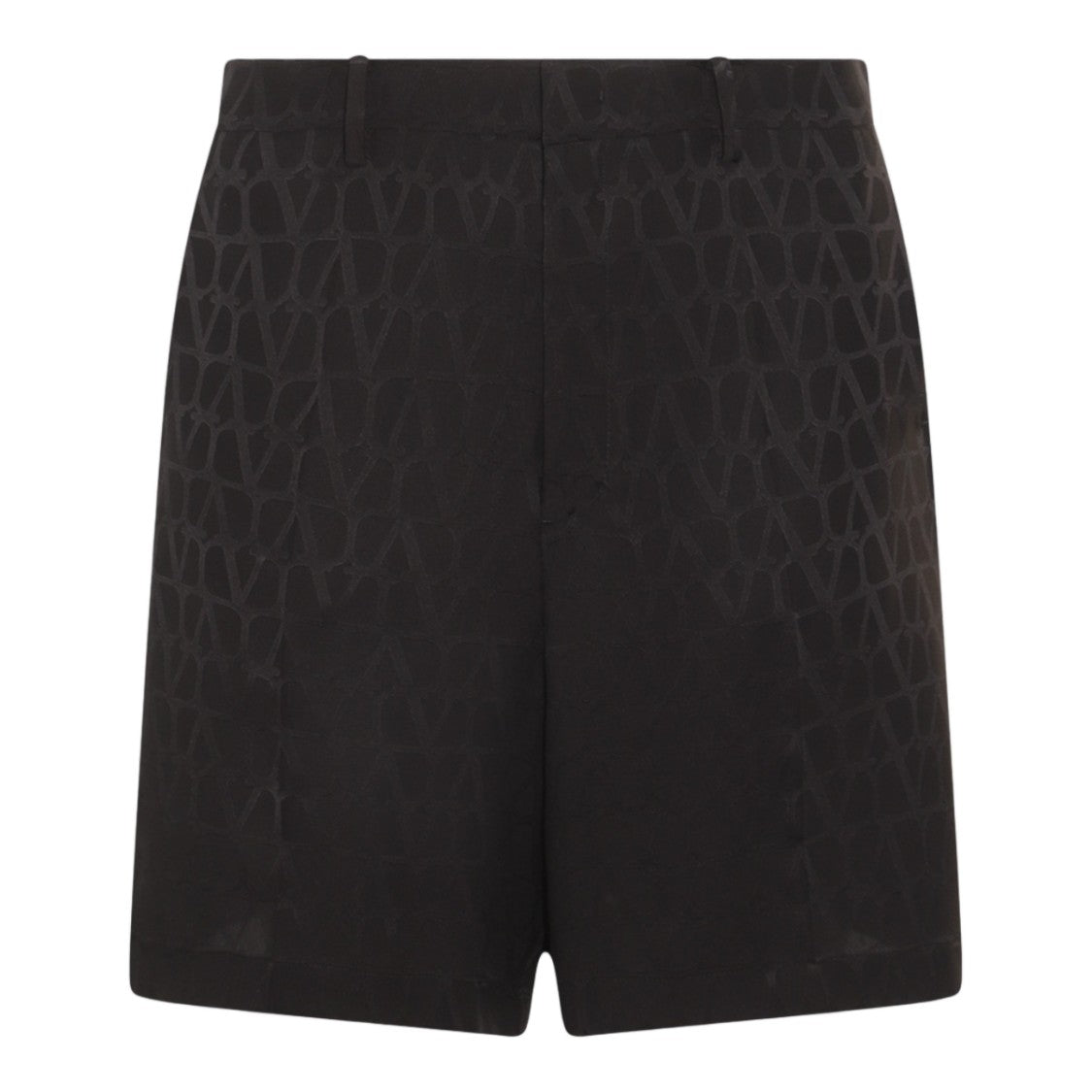 Valentino Tailored Black Shorts With Embossed Pattern