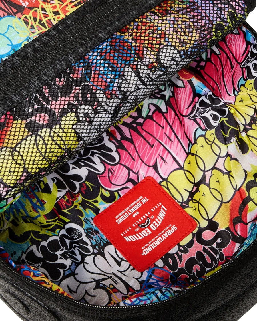 Sprayground Jagged-Design Black Backpack With Velvet Accents