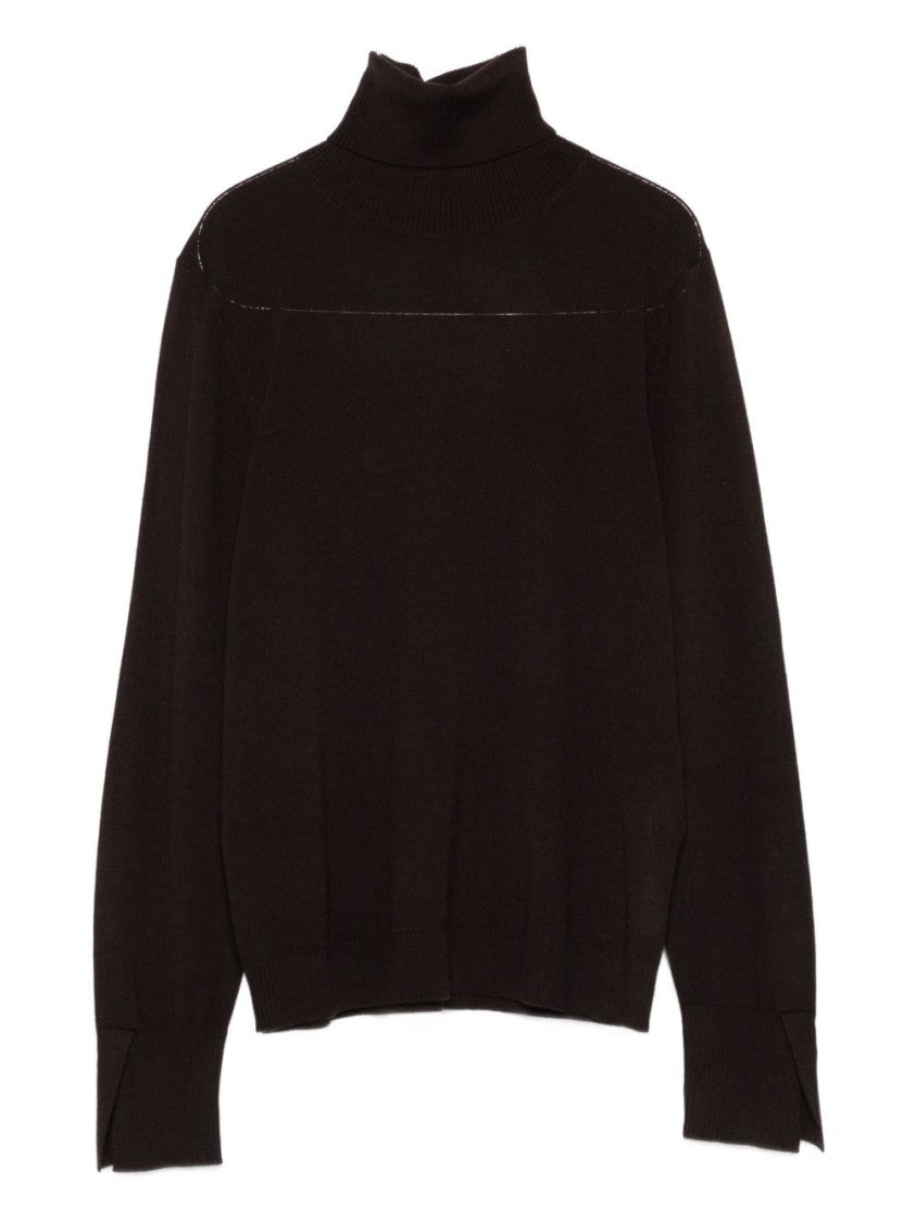 Seventy Sergio Tegon Brown Wool Sweater With High Neckline
