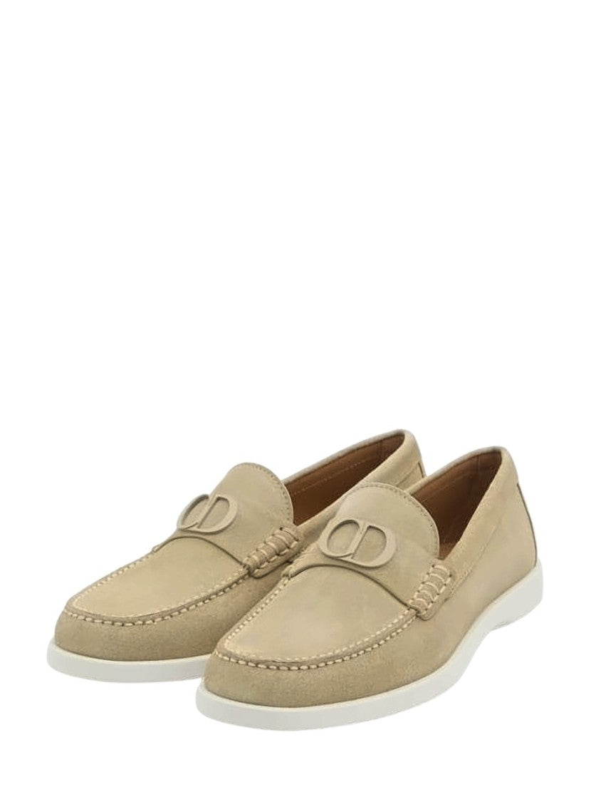 Christian Dior Soft Suede Loafers With Calf Leather Accents And Rubber Sole