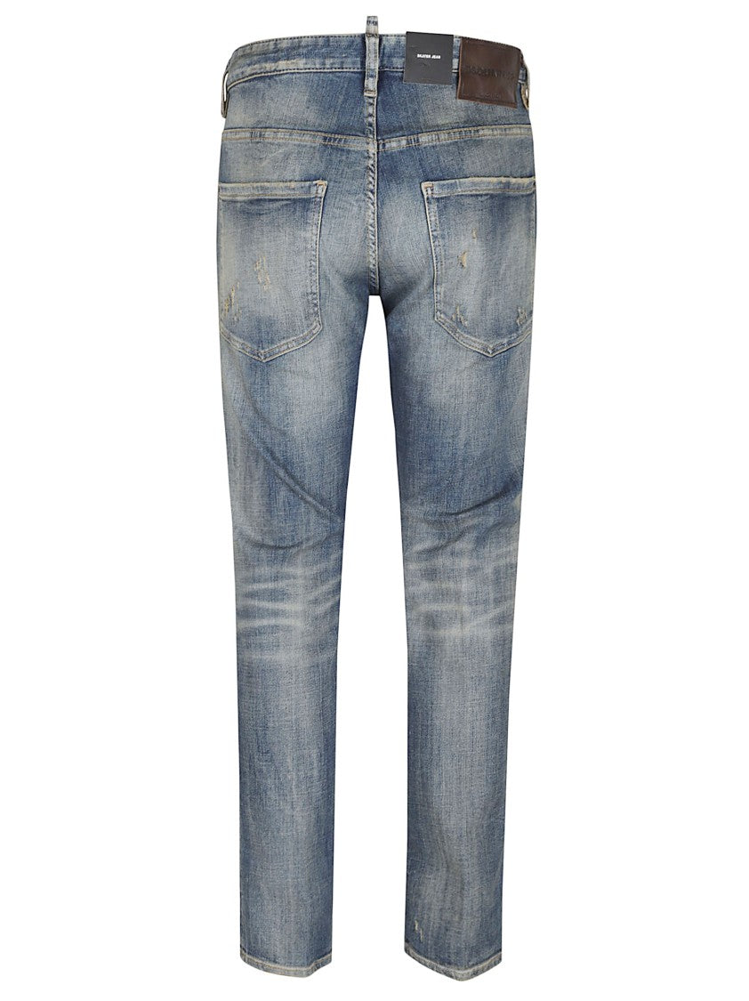 Dsquared2 Slim Fit Vintage Wash Stretch Denim Jeans
