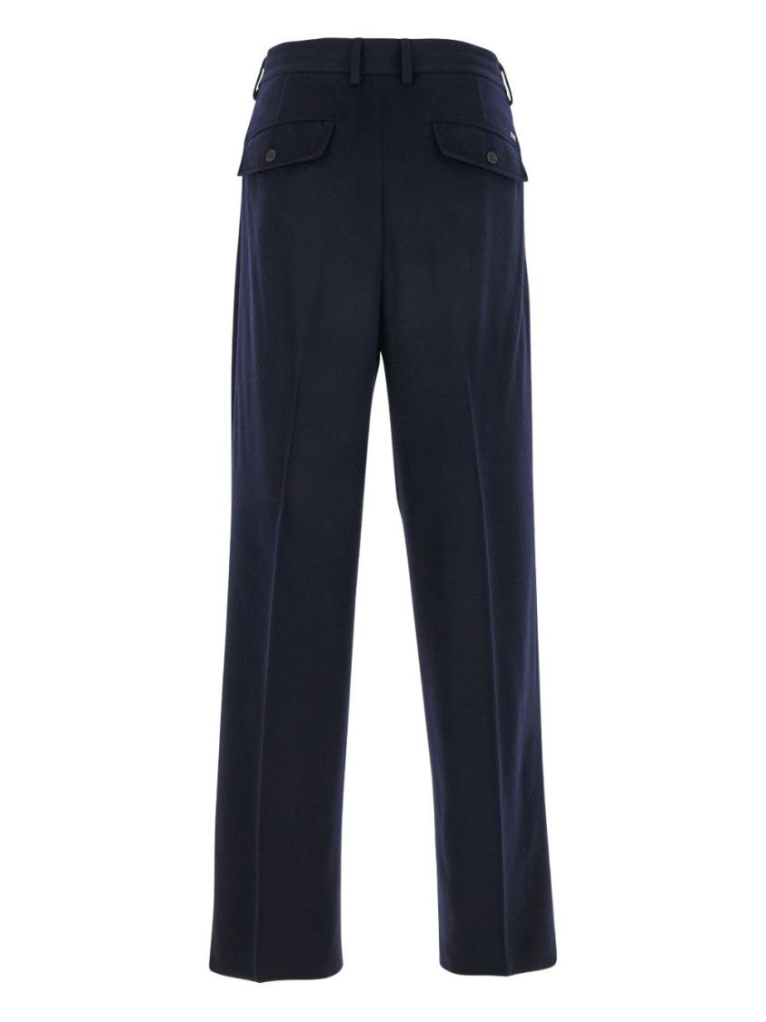 Emporio Armani Tailored Blue Trousers With Front Darts