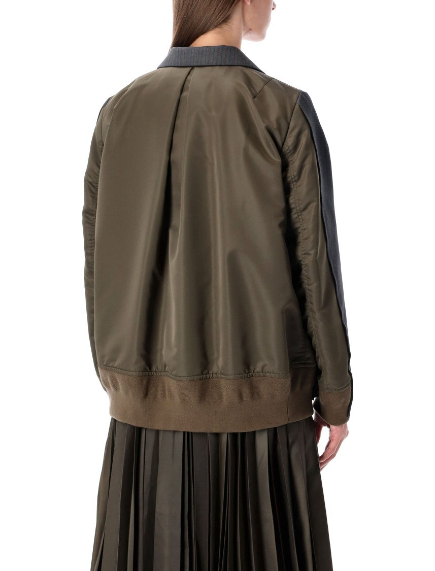 Sacai Wool And Twill Double-Breasted Blazer