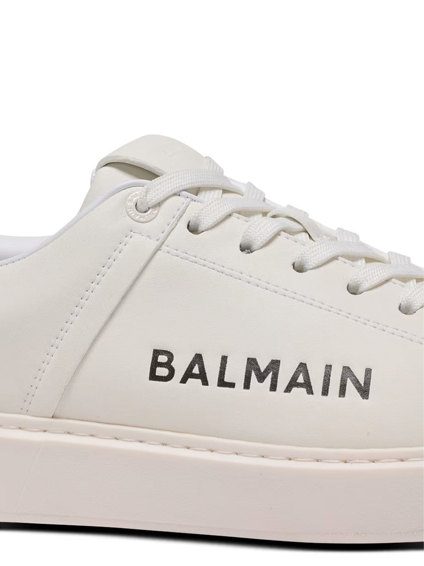 Balmain White Low Top Lace-Up Sneakers