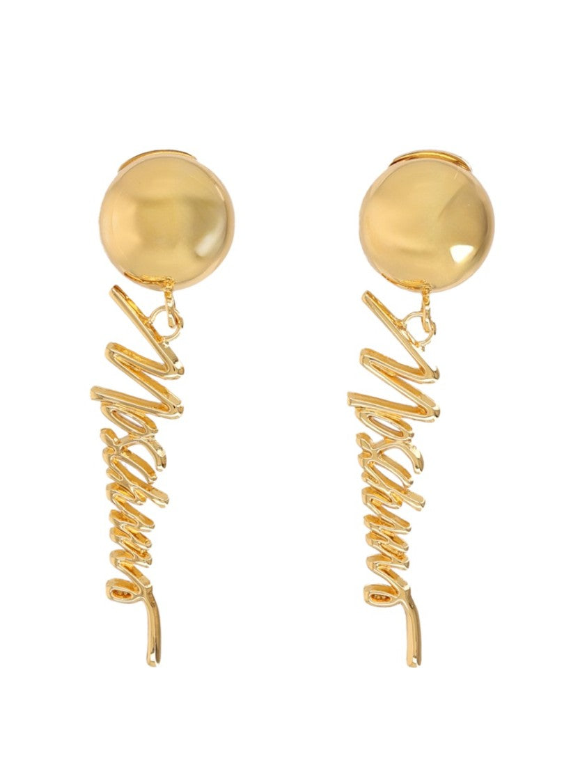 Moschino Script Logo Dangling Charm Earrings