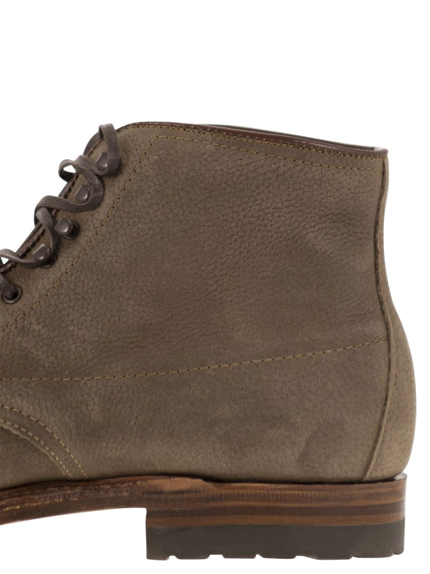 Alden Brown Suede Lace-Up Ankle Boot With Commando Sole