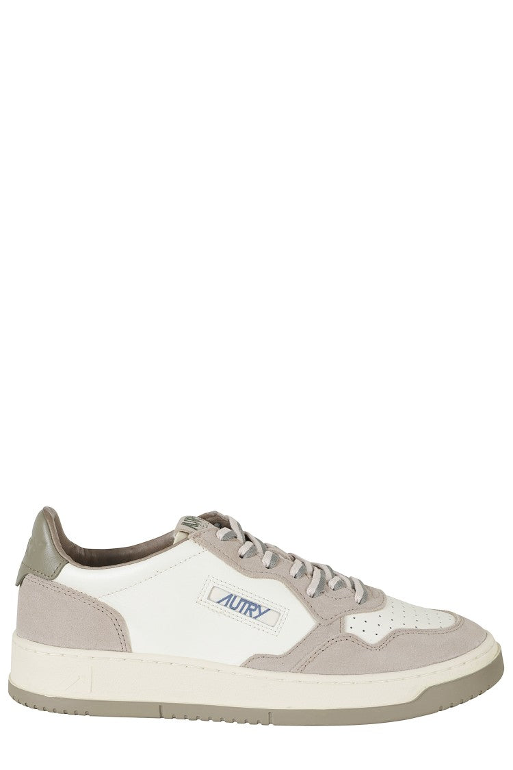 Autry White Licorice Medalist Low Two-Tone Laces Leather Sneakers