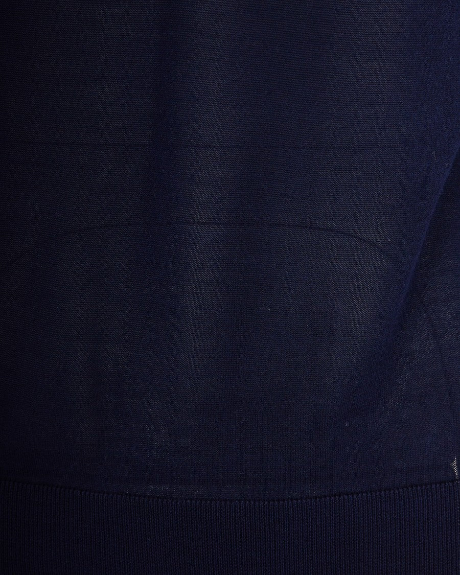 Ballantyne Navy Silk-Cashmere Polo With Three-Button Collar
