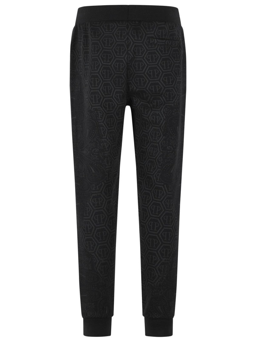 Philipp Plein 'Paisley' Black Cotton Blend Pants