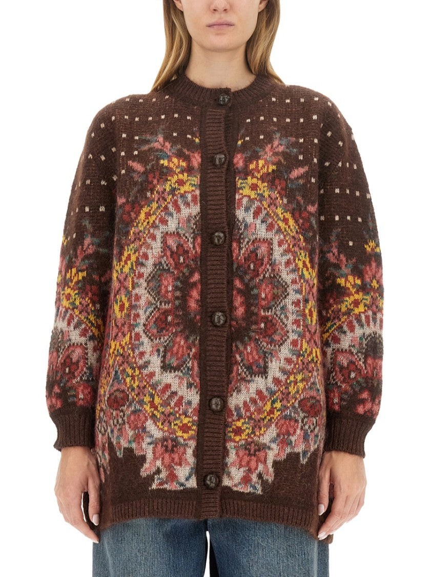 Etro Oversized Floral Pattern Cardigan