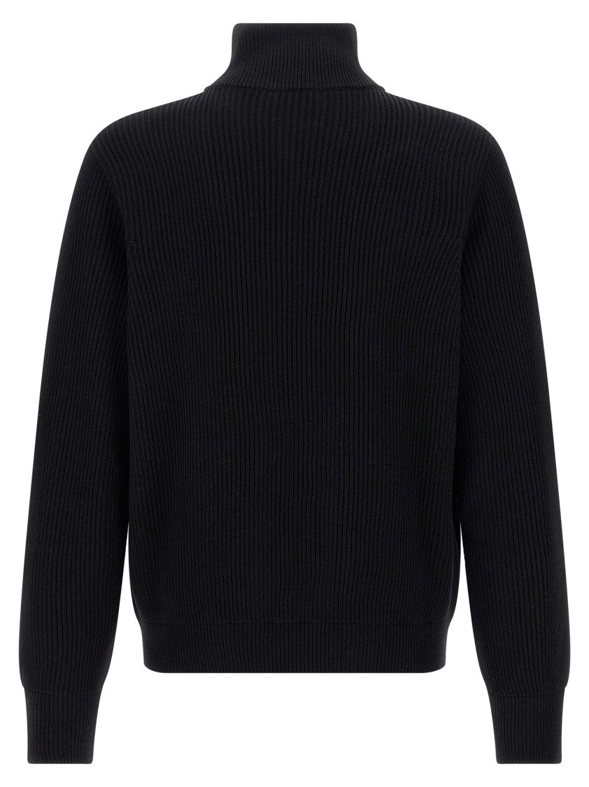 Roberto Collina High-Neck Ribbed Merino Wool Cardigan