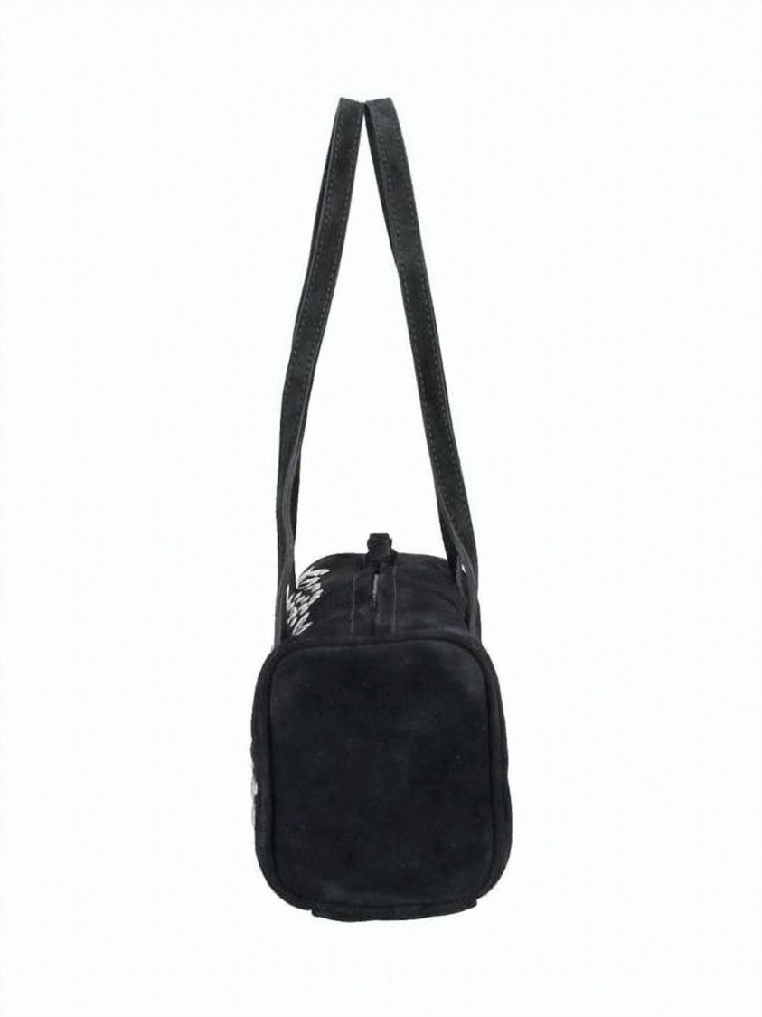 Gimaguas Black Studded Cylindrical Leather Shoulder Bag