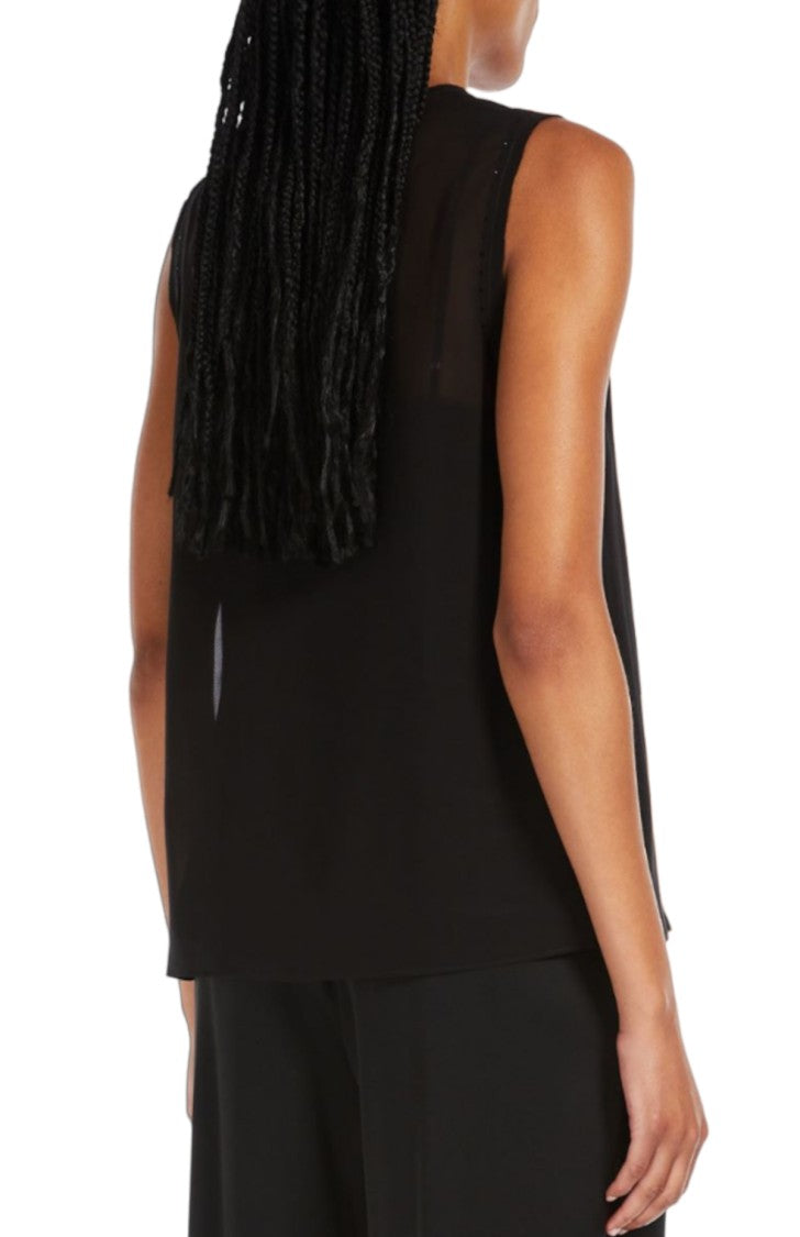Max Mara Sheer Overlay Sleeveless Top