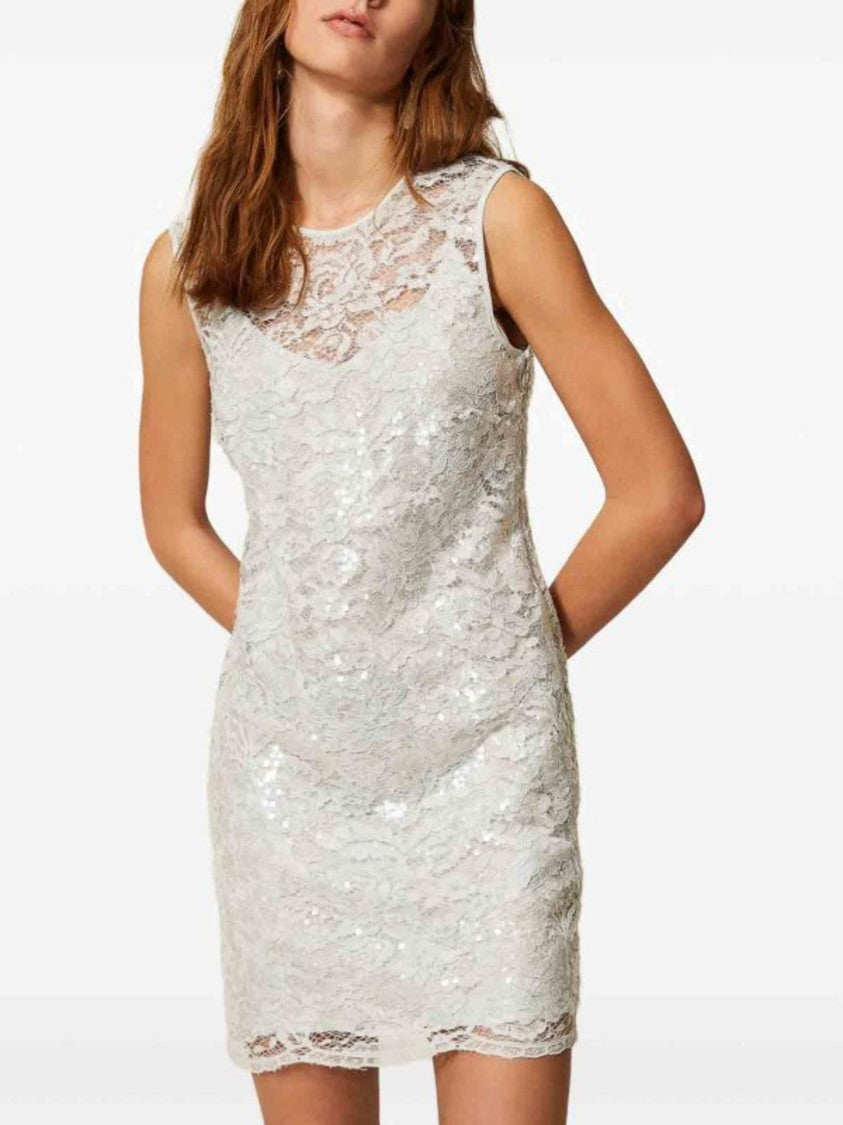 Twin-Set Mini Dress With Delicate Lace Overlay