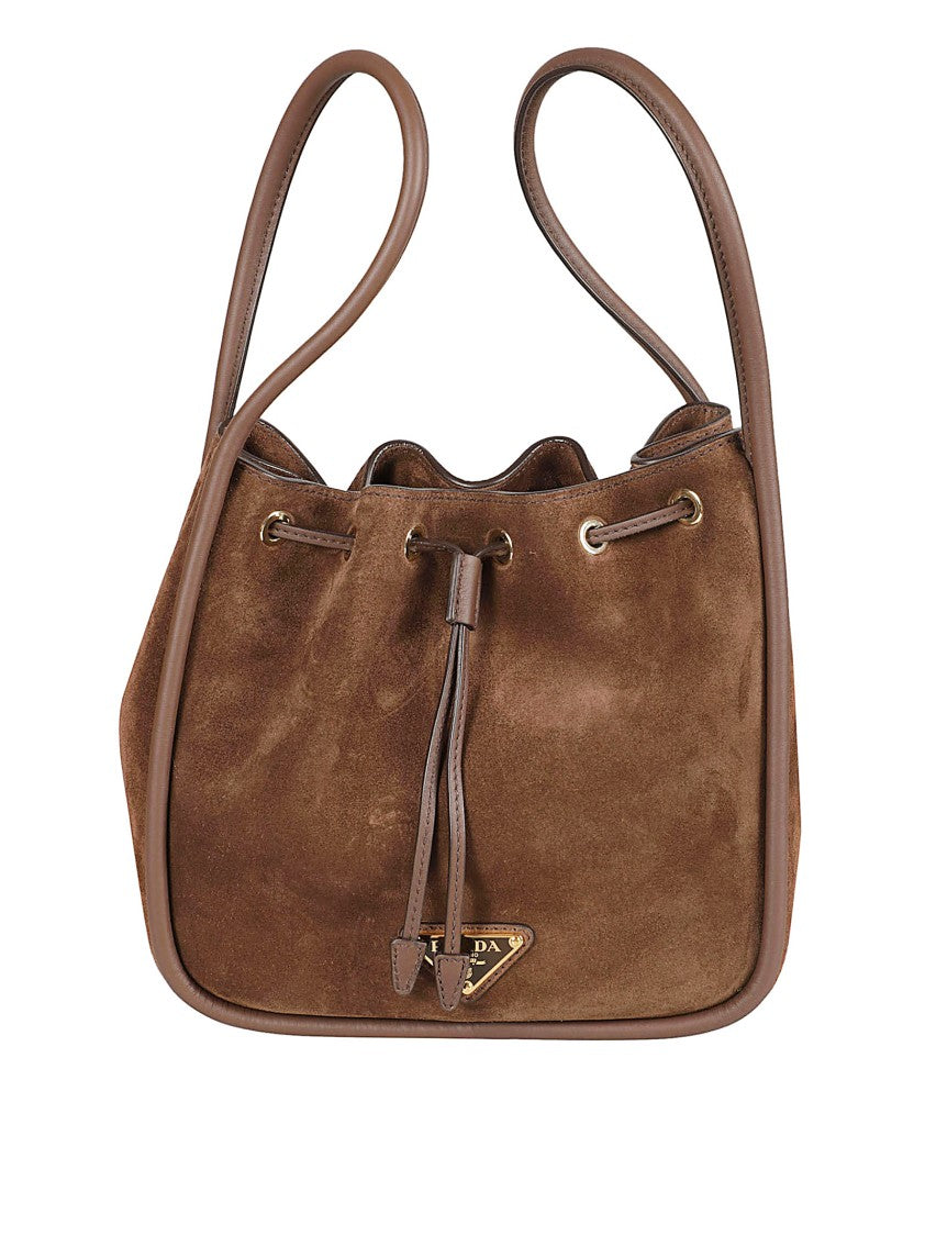Prada Soft Suede Bag With Drawstring Fastening