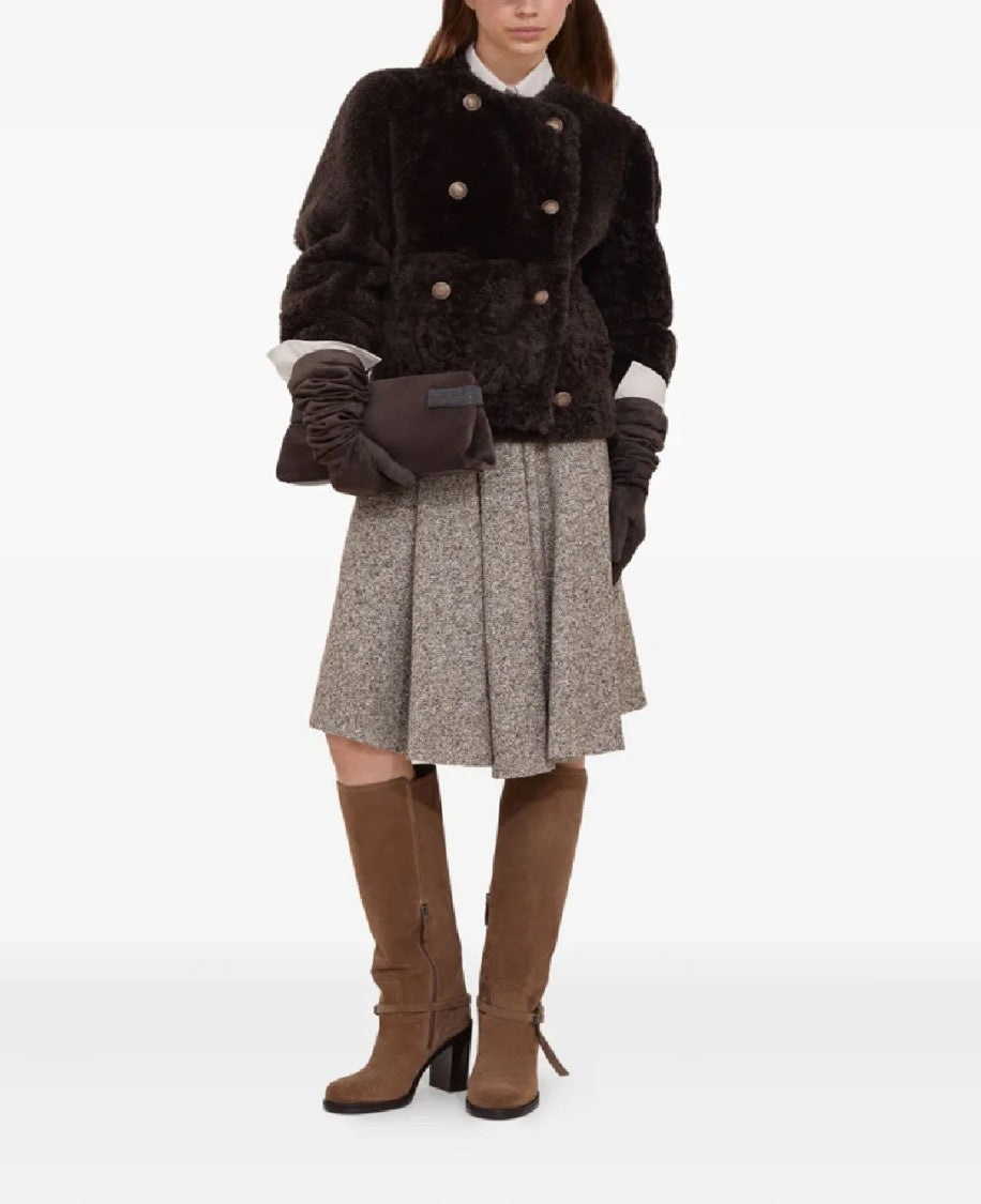 Brunello Cucinelli Knee-Length Skirt With Flared Silhouette And Belt Detail