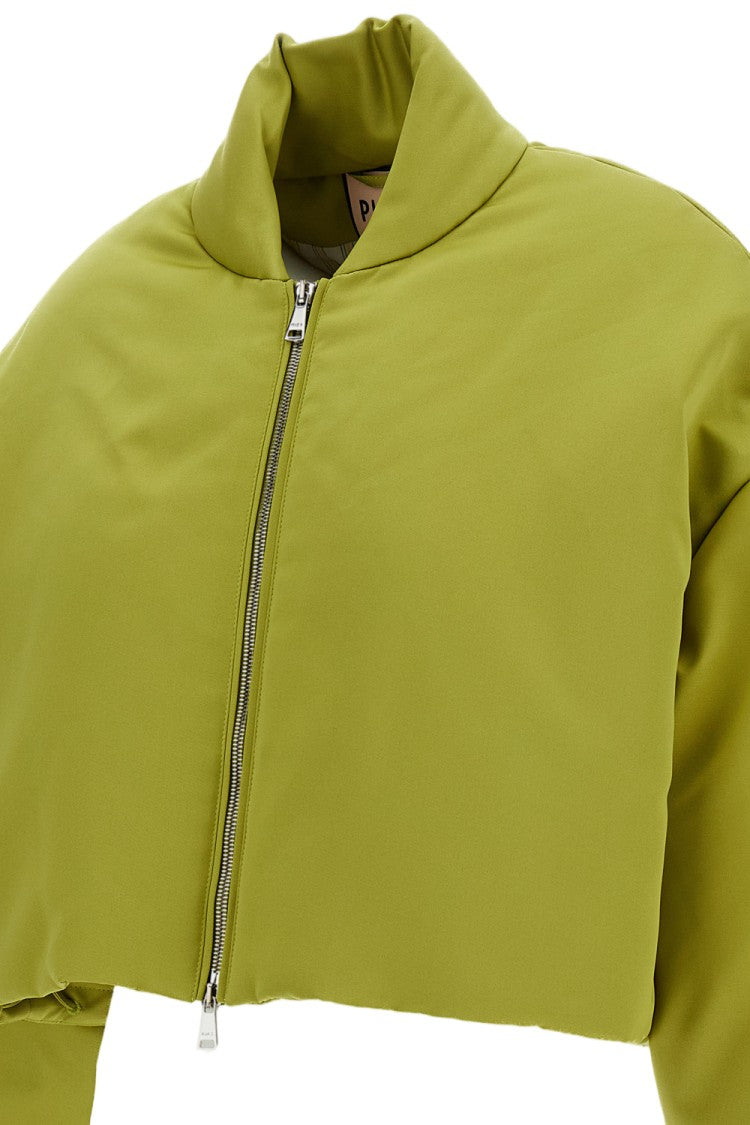 Plan C Cropped Padded Duchesse Bomber Jacket With Boxy Silhouette
